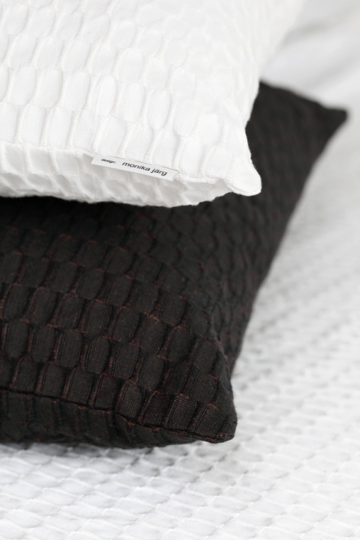 FLY pillow, white & dark brown